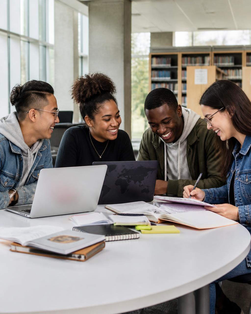 Students studying together